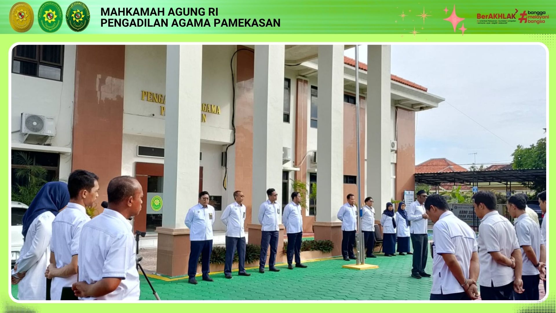 Tingkatkan Kinerja dan Jaga Integritas. PA Pamekasan Gelar Apel Senin Pagi